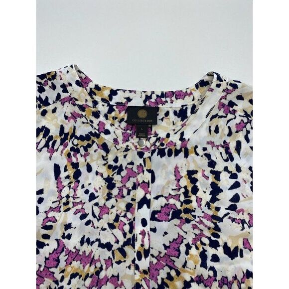 JM Collection Blouse Top Large Women's Artistic Print Pleated-Back NEW - Picture 6 of 9